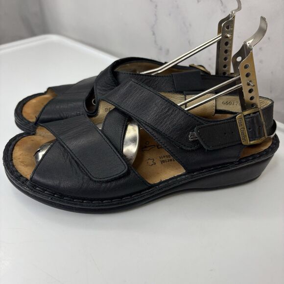 Finn Comfort Sandals Women's Slingback Black Leather Buckle sz 38 D US 7 Strappy - Picture 6 of 15
